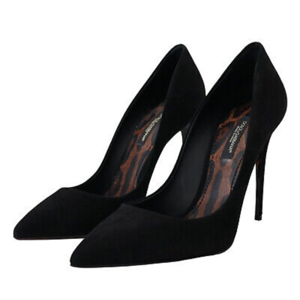 Dolce&gabbana black leopard suede heels 39